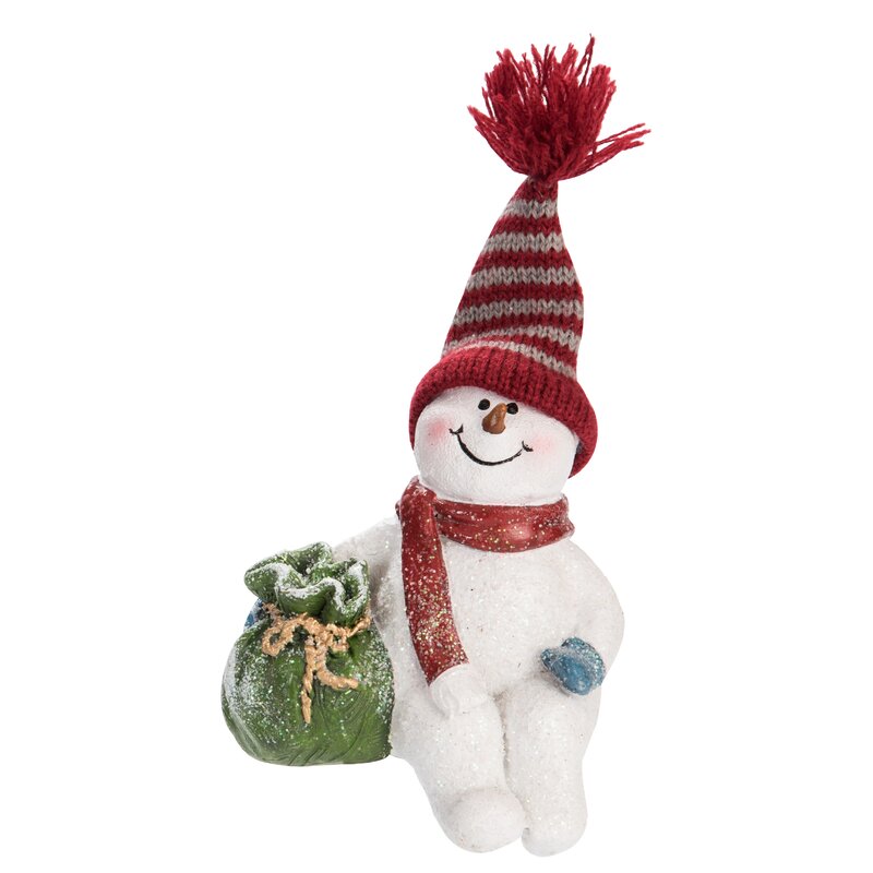 The Holiday Aisle® Resin Sitting Snowman Figurine & Reviews | Wayfair