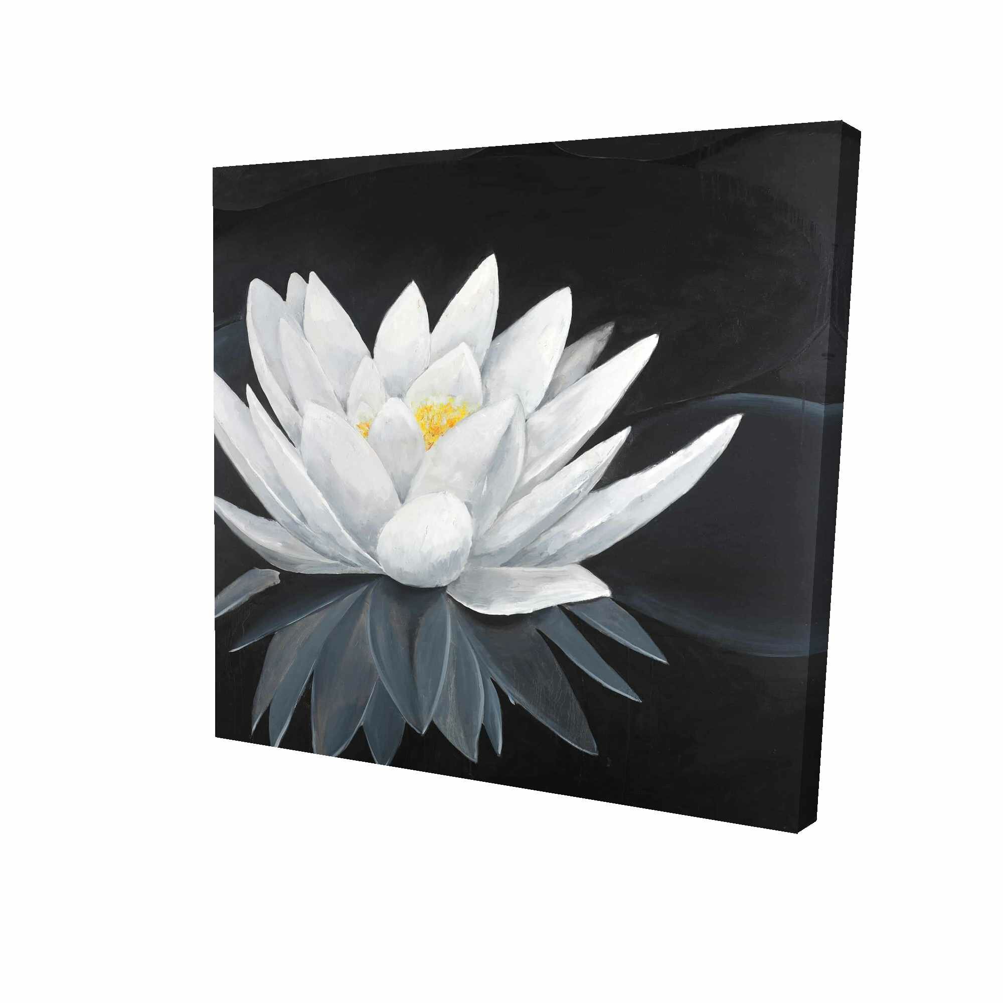 Picture Painting on Canvas Print Stretched and Framed,Ready to Hang Spirit Up Art Large Black and White Watercolor Painting of Lotus Modern Home Decorations Wall Art set of 3 Each is 50*50cm #D04-425 Espritte Art SUArt0587 