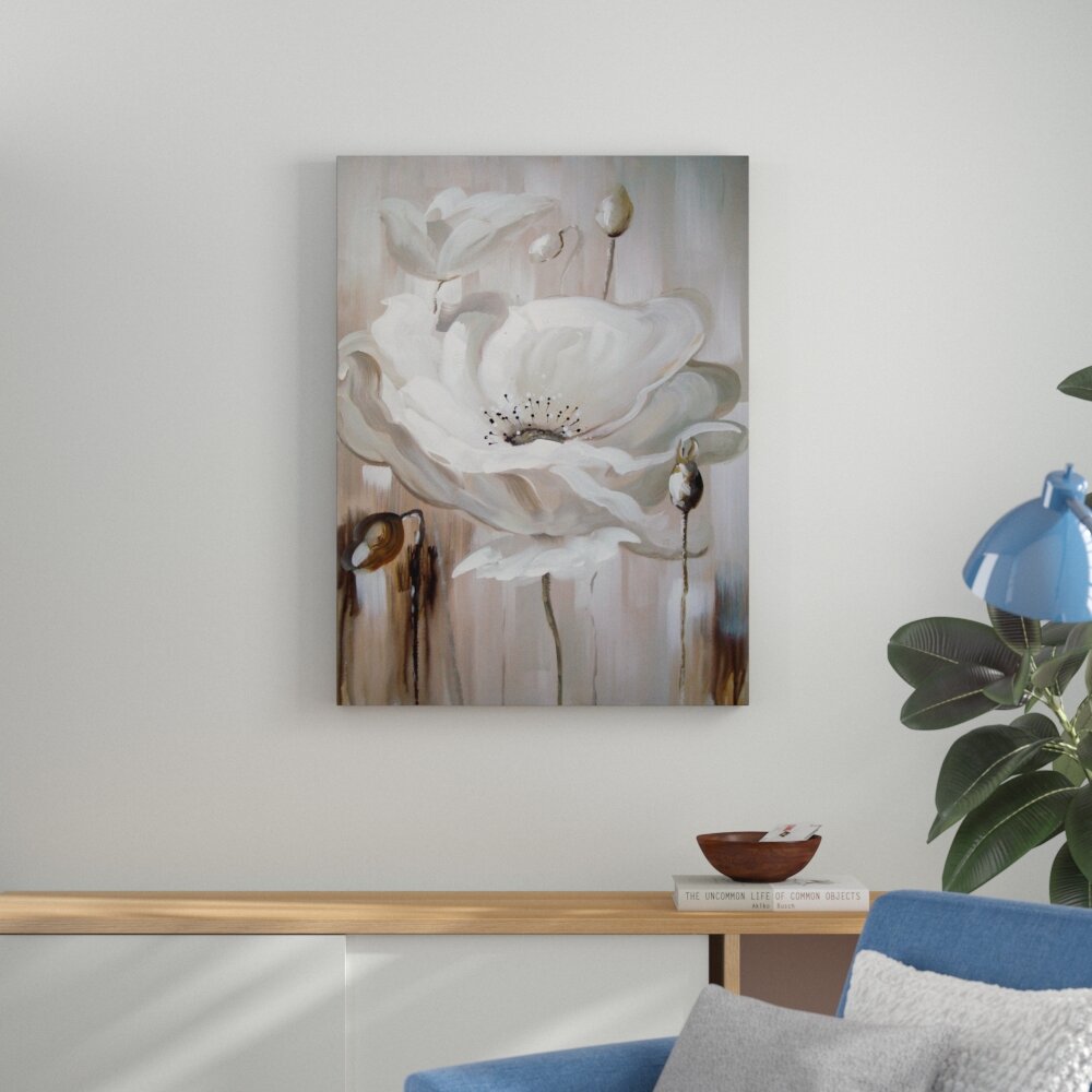 Ebern Designs White Flower II - Wrapped Canvas Painting & Reviews | Wayfair