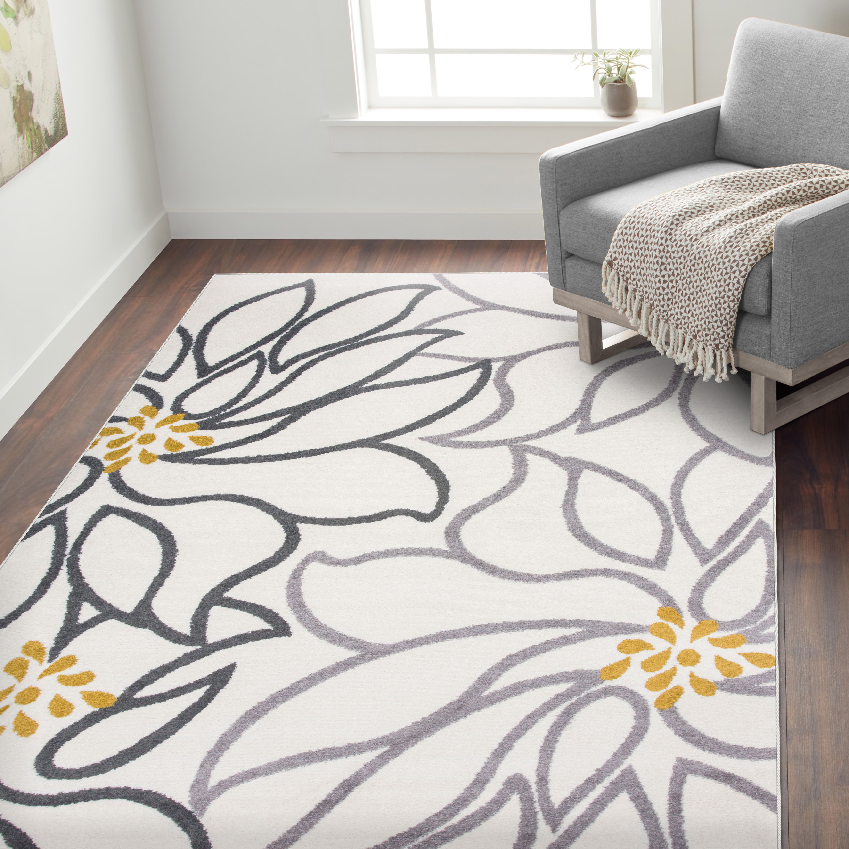 Winston Porter Stubbeman Large Floral Ivory Creamarea Rug Wayfair