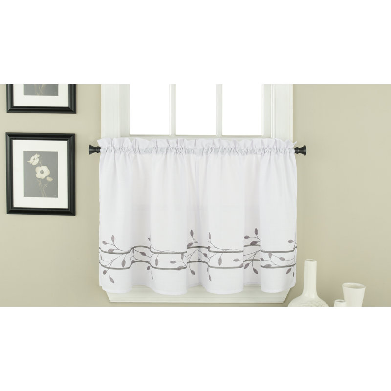Winston Porter Bouck Embroidered Tier Cafe Curtain Reviews Wayfair