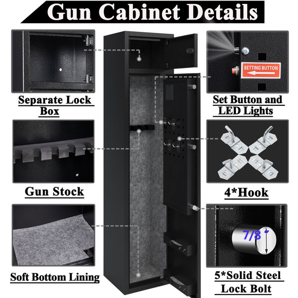 Ktaxon Electronic 5 Rifle Gun Safe Firearms Shotgun Storage Cabinet Lock Box