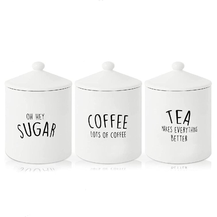 Gracie Oaks Lids 3 Piece Coffee Tea & Sugar Set 