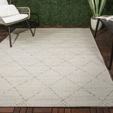 Mendocino Geometric Beige Indoor/Outdoor Area Rug