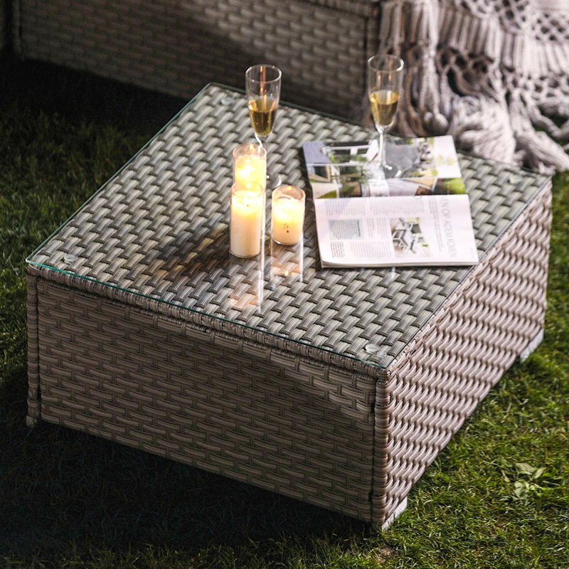 Wrought Studio Bouscat Outdoor Furniture Warm Gray Wicker Glass