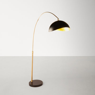 Luna Bella Arc Floor Lamp - 92", Matte Black/Gold Leaf Shade, Marble base, Dimmer S