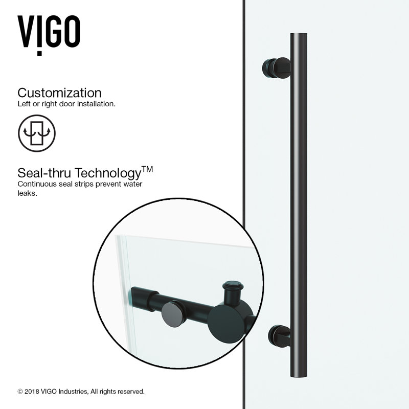 Vigo Elan 52 X 74 Single Sliding Frameless Shower Door With