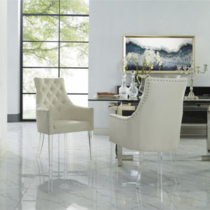 Hannatou Upholstered Button Tufted Dining Chair (Set of 2) by Everly Quinn