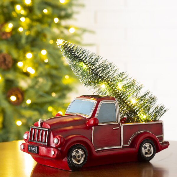 RED TRUCK WITH A TREE hanging decor Christmas Holidays Wood Farm 13.75” *US* 
