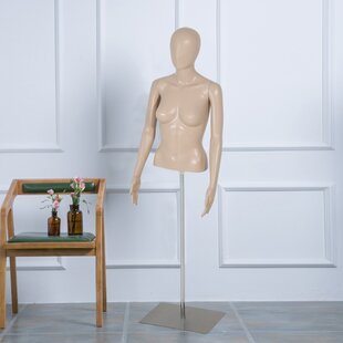 Male Dress Form Head Mannequin Model Stand Display Fiberglass Cloth Wood 