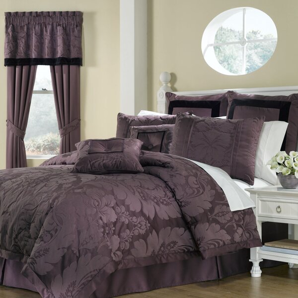 8-Piece Luxury Pintuck Pleated Stripe Navy/Blue/Gray Comforter Set 