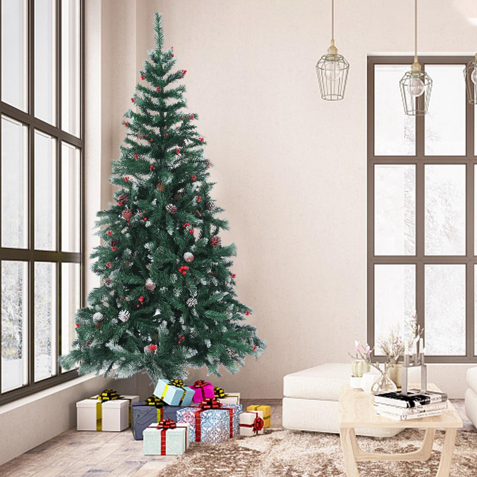 Hot  Indoor Outdoor 7/6 Ft Artificial PVC Christmas Tree W/Stand Holiday Season 