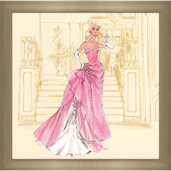 Pictureperfectinternational Pink Gown With White Polka Dots