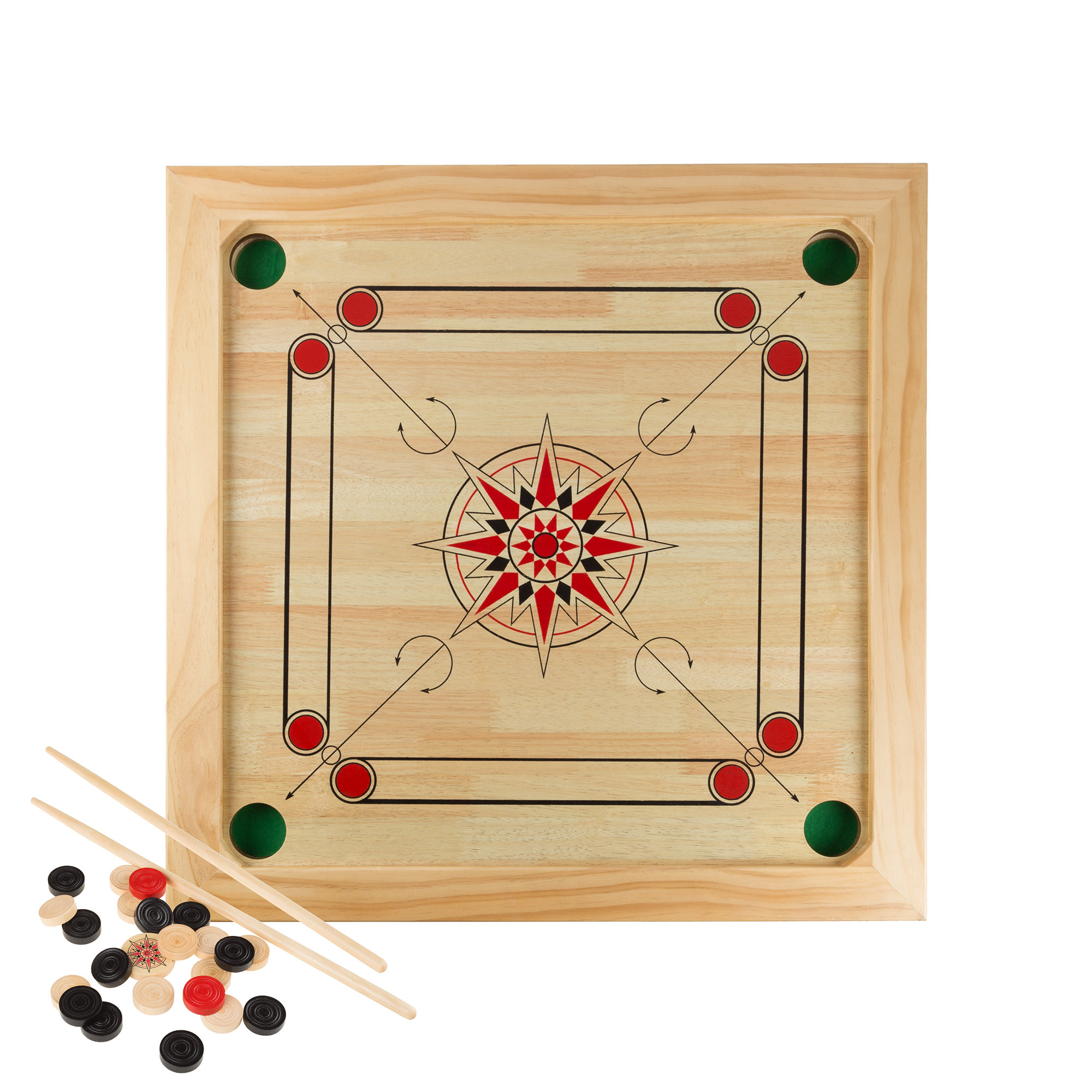 Carrom BOARD GAME grande in legno Carrom Board 34.5”x 34.5" Carrom MONETE Striker 