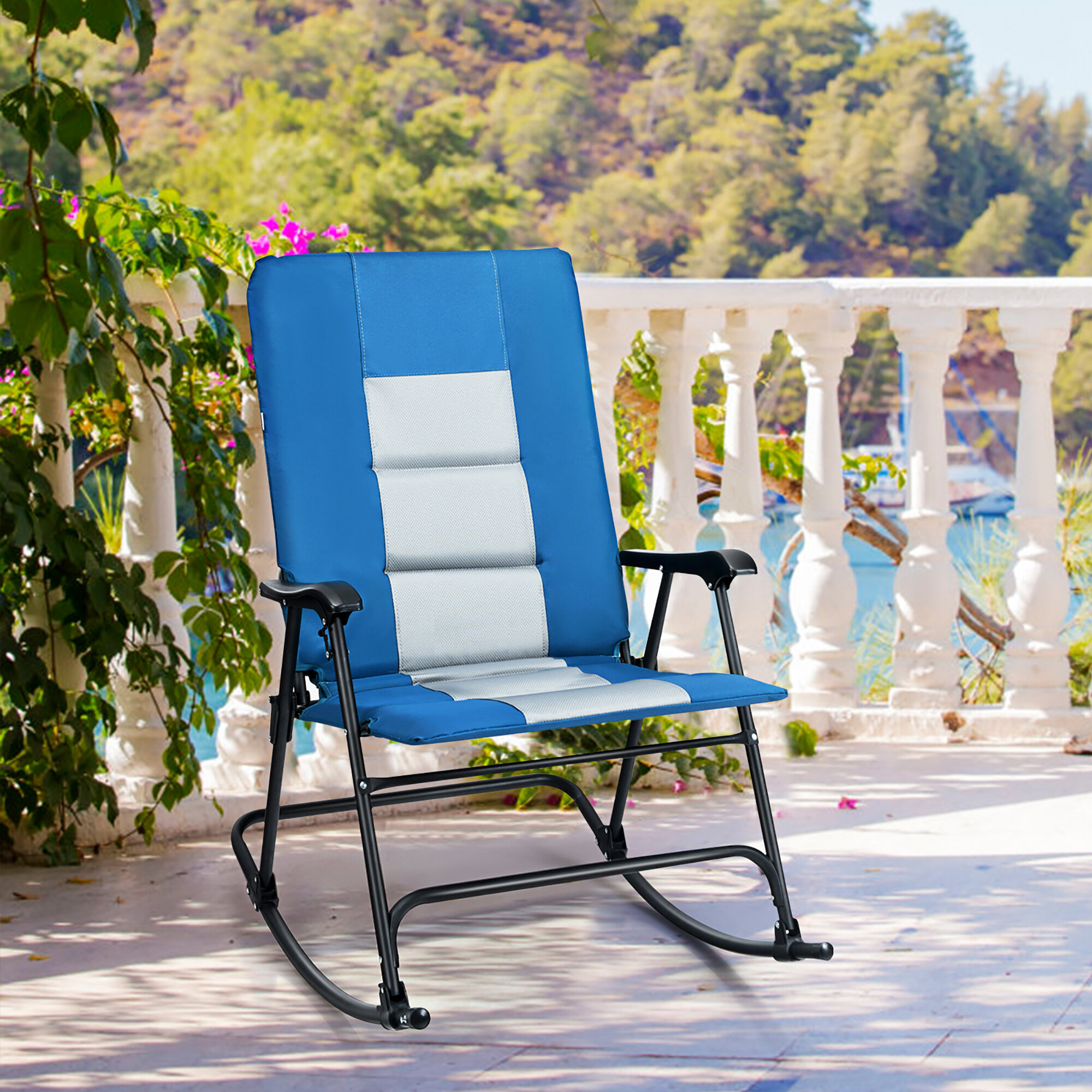 blue padded folding chairs