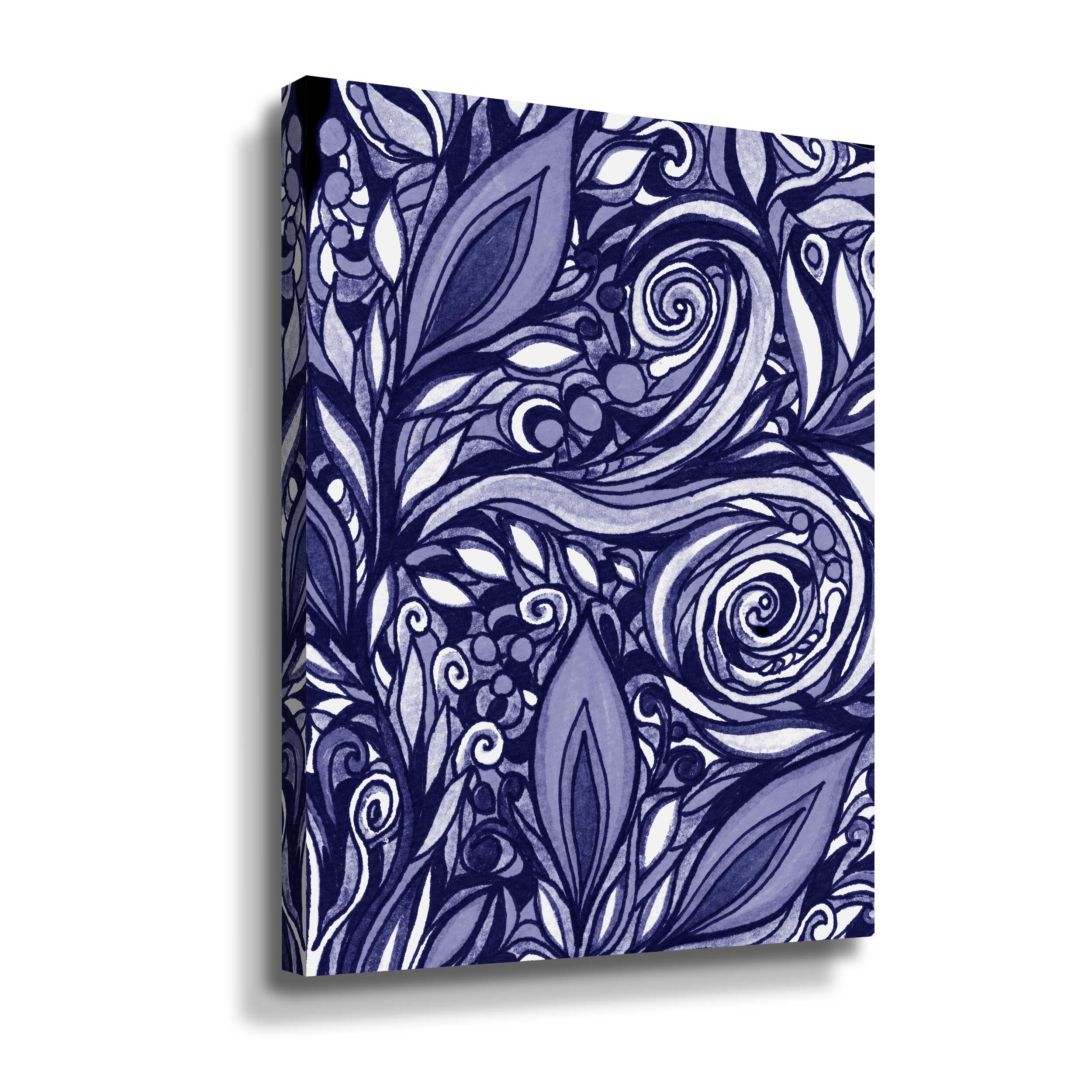 Red Barrel Studio® Art Deco Style Flowers Pattern Purple Blue ...