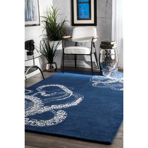 Claretta Hand-Tufted Blue Area Rug