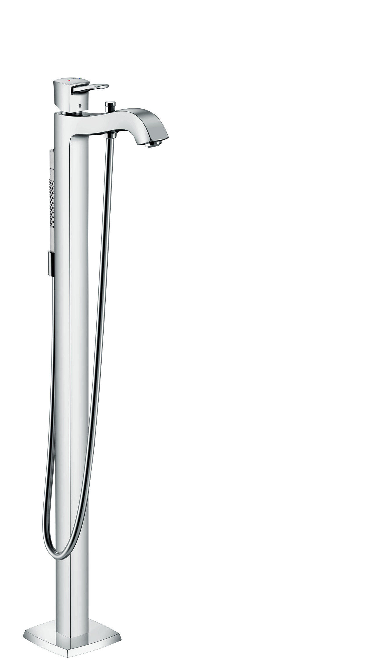 hansgrohe Metropol Modern 1-Handle 13-inch Wide Roman Tub Filler Freestanding Bathtub Faucetand Shower Set in Chrome 32556001