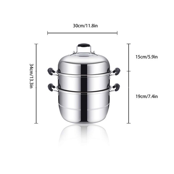 Stainless Steel 5 Tier Steamer Cooking Food Stock Steam Pot Cookware 30cm/11.8''