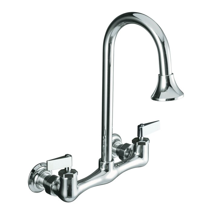 Triton Double Lever Handle Utility Sink Faucet With Rosespray Gooseneck Spout
