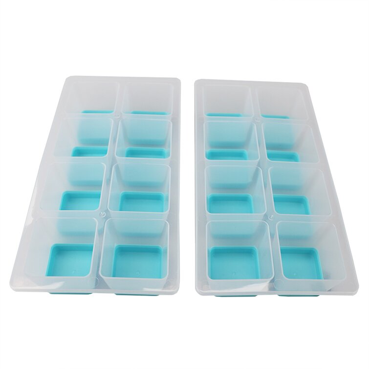 2" Jumbo Silicone Push Ice Cube Tray Teal Green Makes 8 Large Drink Cubes