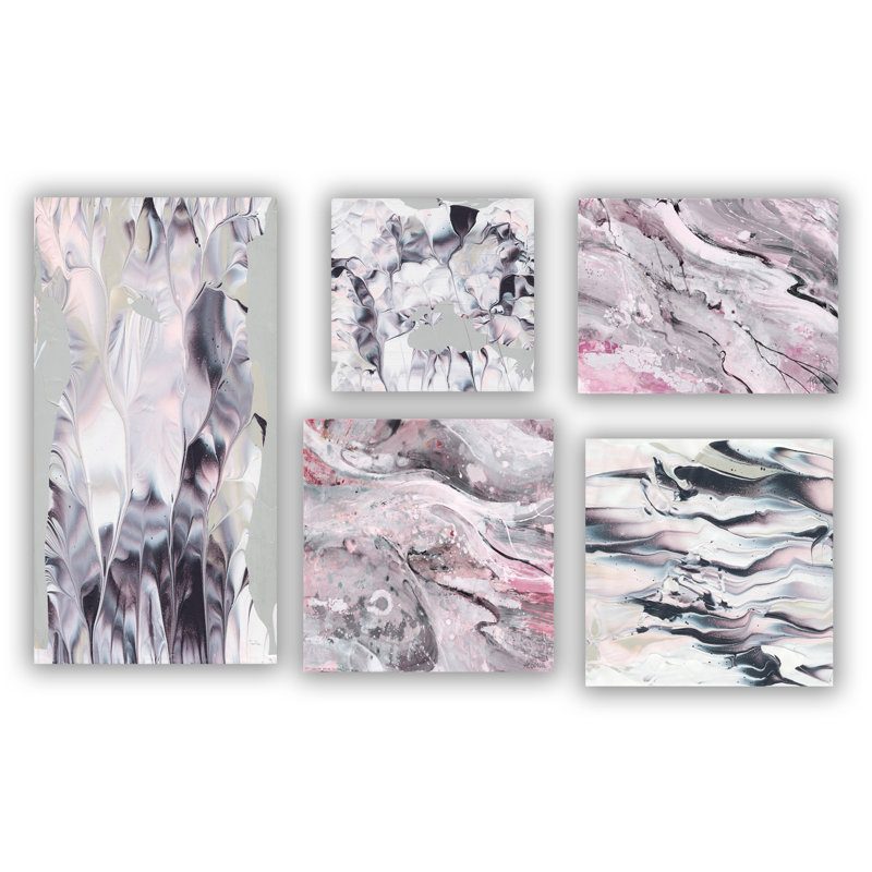 East Urban Home Pink And Black Collection 5 Piece Gallery Wall