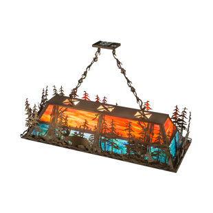 Go to store & view more images Meyda Tiffany Moose Through the Trees 6-Light Pool Table Lights Pendant