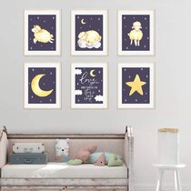 Play Letters Star Unisex Black Nursery Print Kids Room Wall Art Picture Gift 
