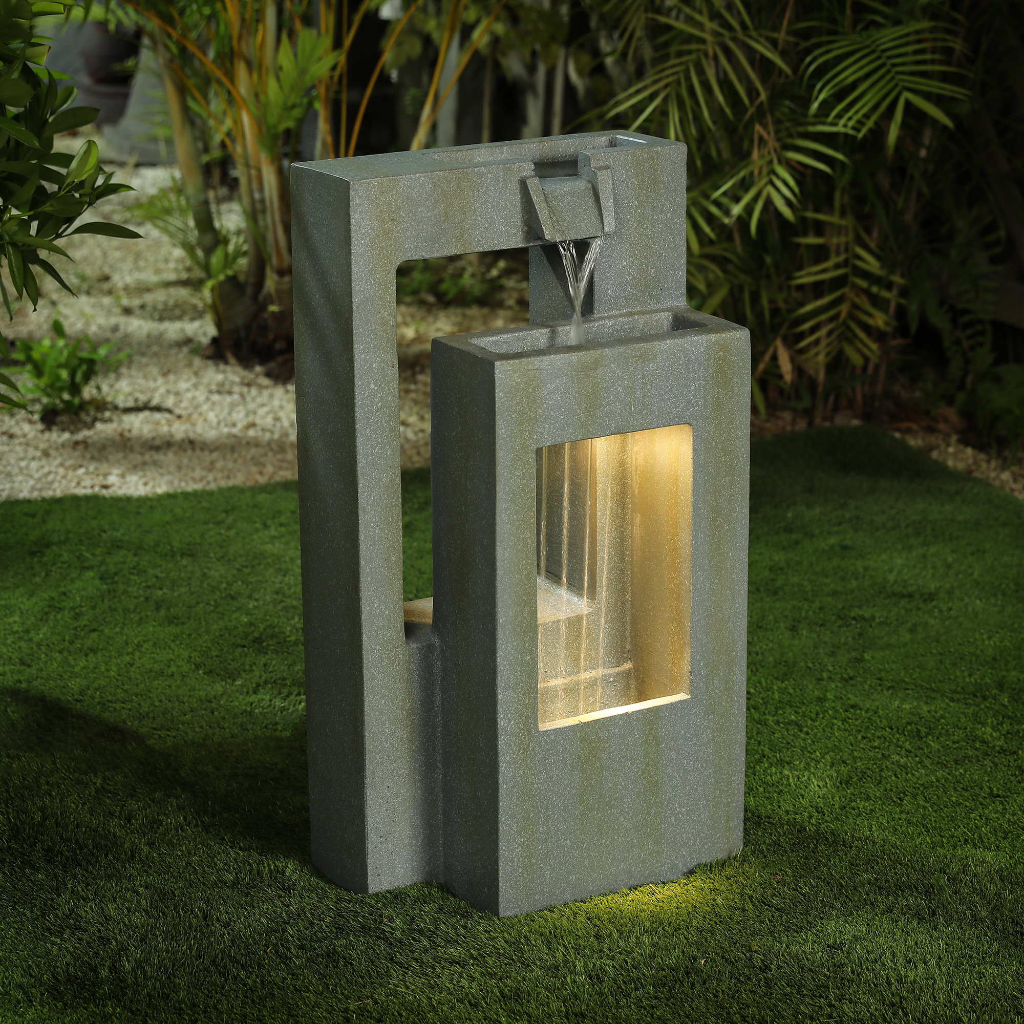 Latitude Run Concrete Two Tier Pedestal Outdoor Fountain Reviews Wayfair