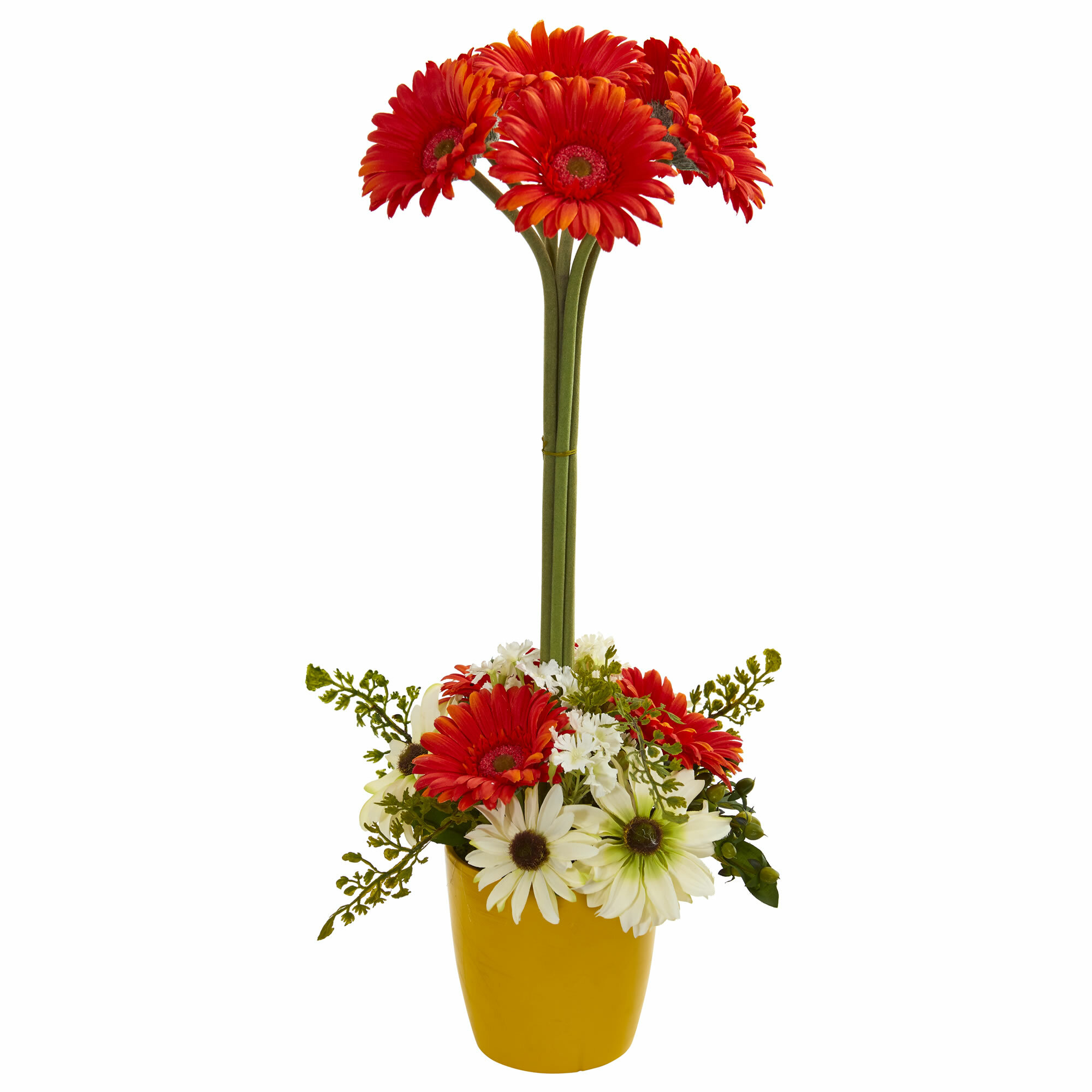 Ebern Designs Artificial Gerbera Daisy Floral Arrangement In Vase Wayfair