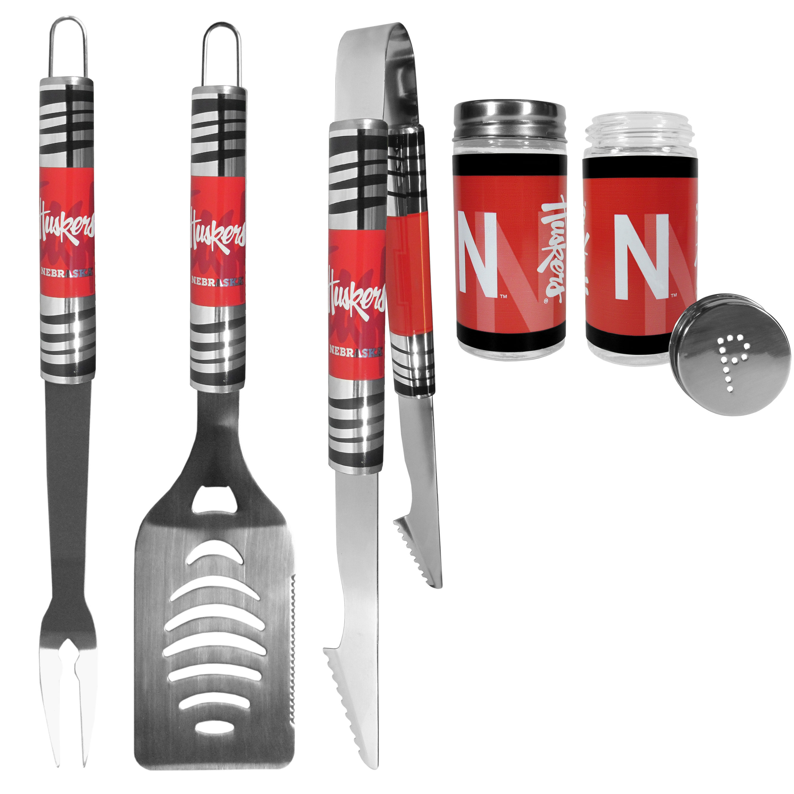 NCAA 3-Piece BBQ Grill Set Classic Series  Fork & Tongs with 2 Bottle Openers 