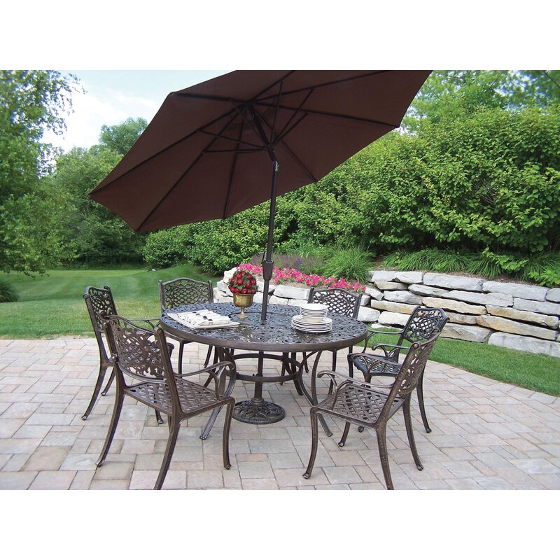 Oakland Living Mississippi Dining Set With Umbrella Wayfair