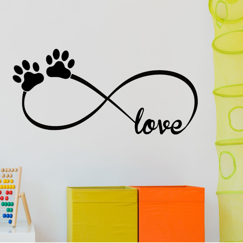 Decalthewalls Infinity Love Symbol With Pet Paws Vinyl Wall Decal