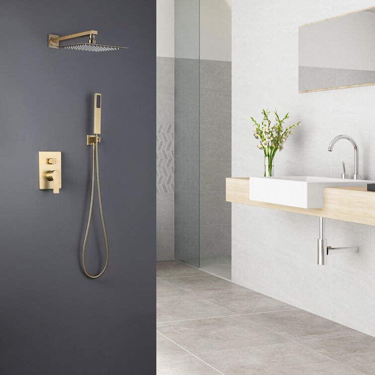 Bathroom Black Shower Faucet Set Wall Mounted+Handle Mixer Shower Tap+Shelf Kit 