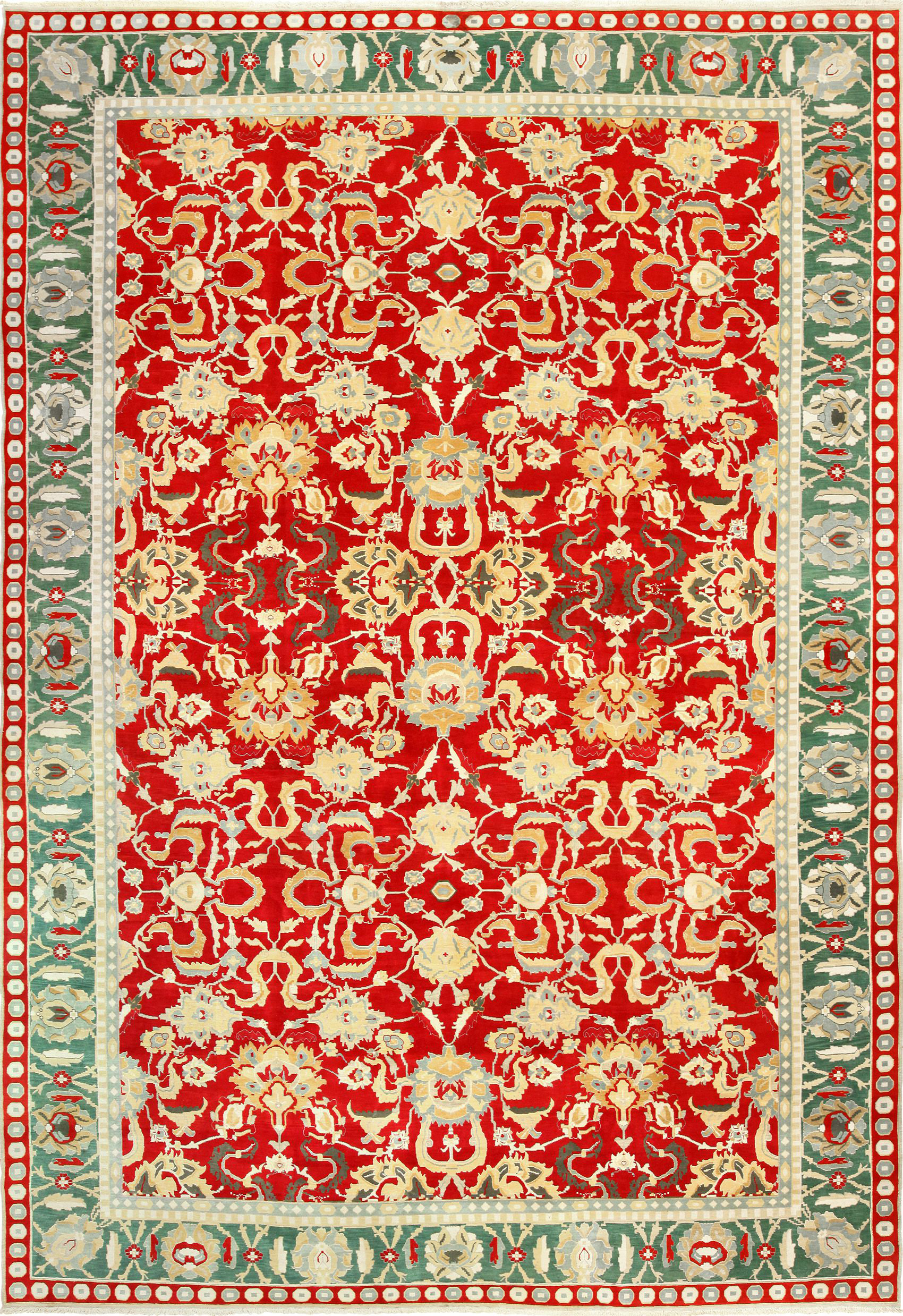 Nazmiyal Collection Agra Decorative Vintage Indian Red Green Area