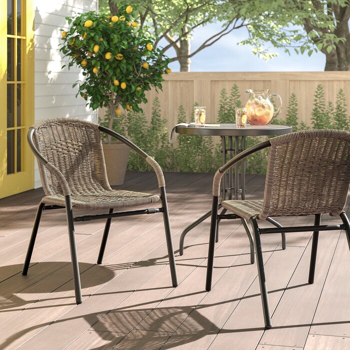Zipcode Design™ Pineville Rattan Stacking Patio Dining Chair & Reviews ...