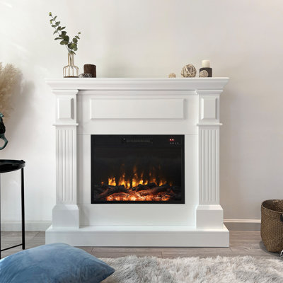 43.31" Electric Fireplace With Mantel, 1500W Freestanding Heater With Remote Control