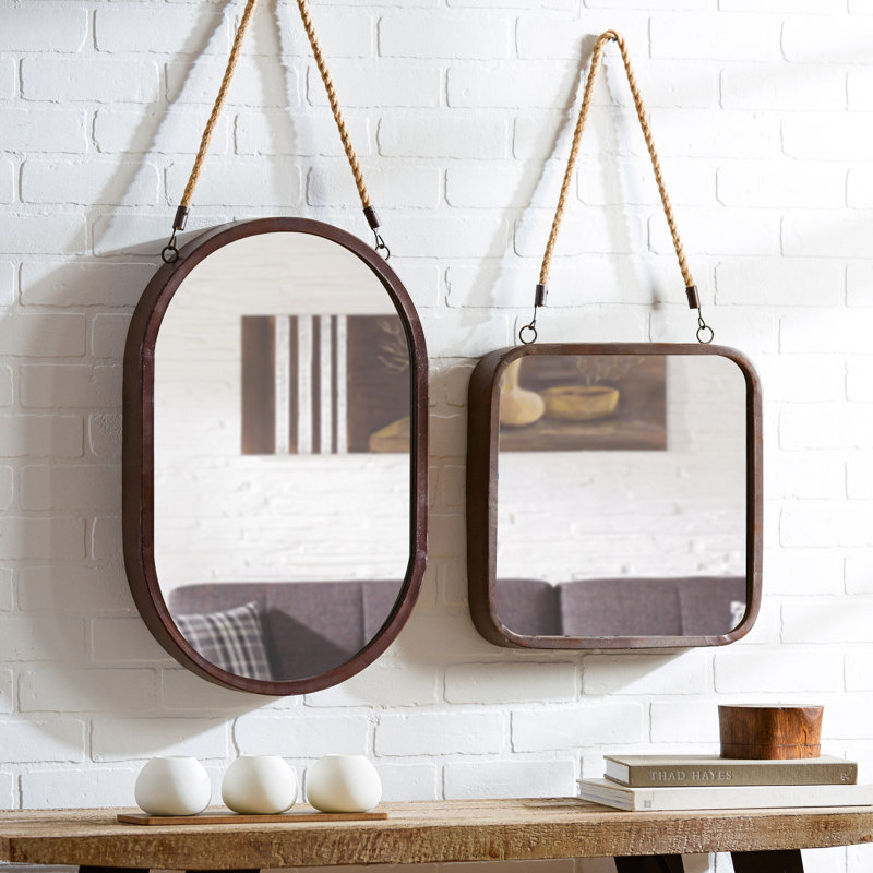 mercury row hanging rope wall mirror reviews wayfair