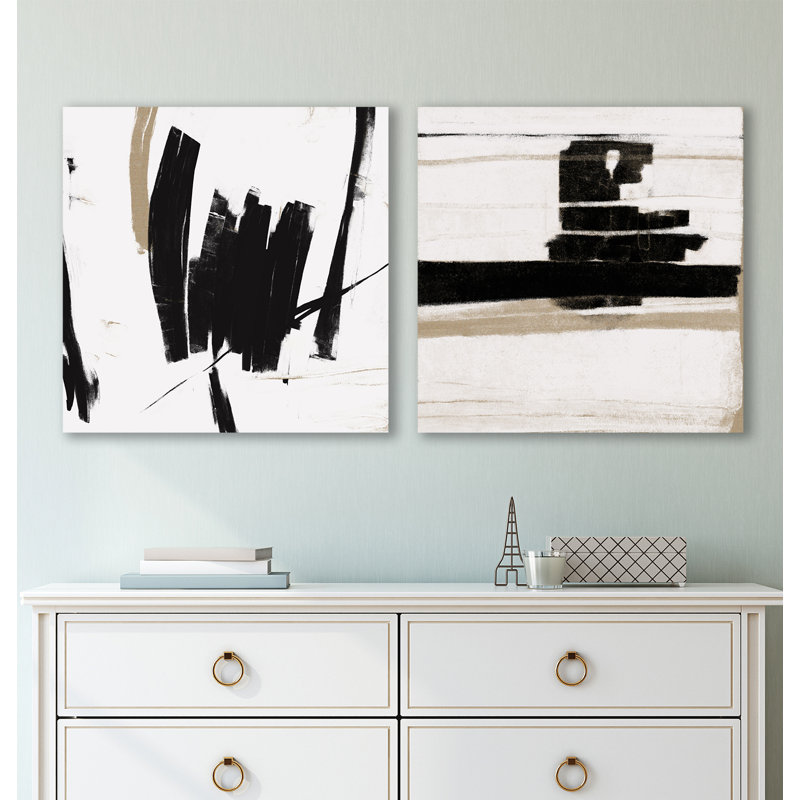 Black And White Abstract 2 Piece Print Set On Canvas Joss Main