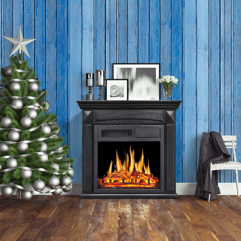 Charlton Home Swedish Hill Mantel Wooden Electric Fireplace