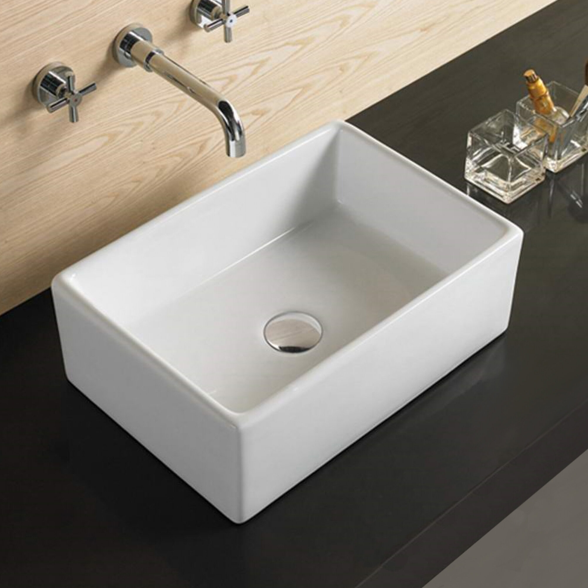 American Imaginations Above Counter For Drilling Ceramic Rectangular Vessel Bathroom Sink Wayfairca