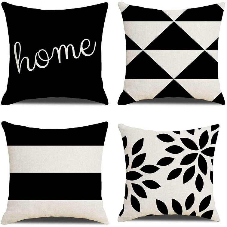 Cushion Cover Black White Pattern Pillowcase Cotton Linen Geometric Pillow Cover