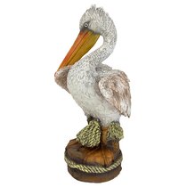 Approximately 24 Tall Hand Distressed White Finish Cohasset Gifts Carving Pickford Solid Wooden Pelican 