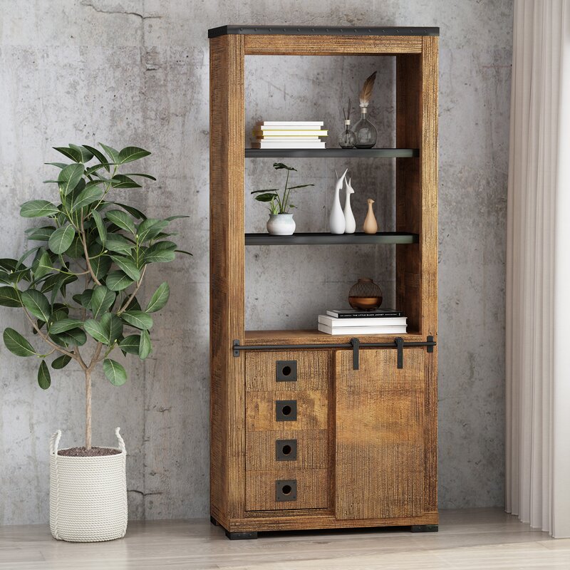 Simple Mango Wood Bookcase for Small Space