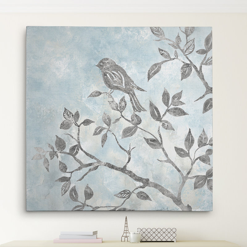 Soft Silhouette Bird Acrylic Painting Print On Wrapped Canvas