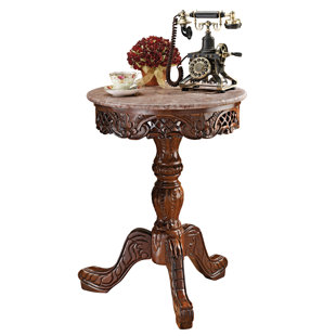Chantret Marble Topped Pedestal End Table (Set Of 2) by Design Toscano Today Only Sale