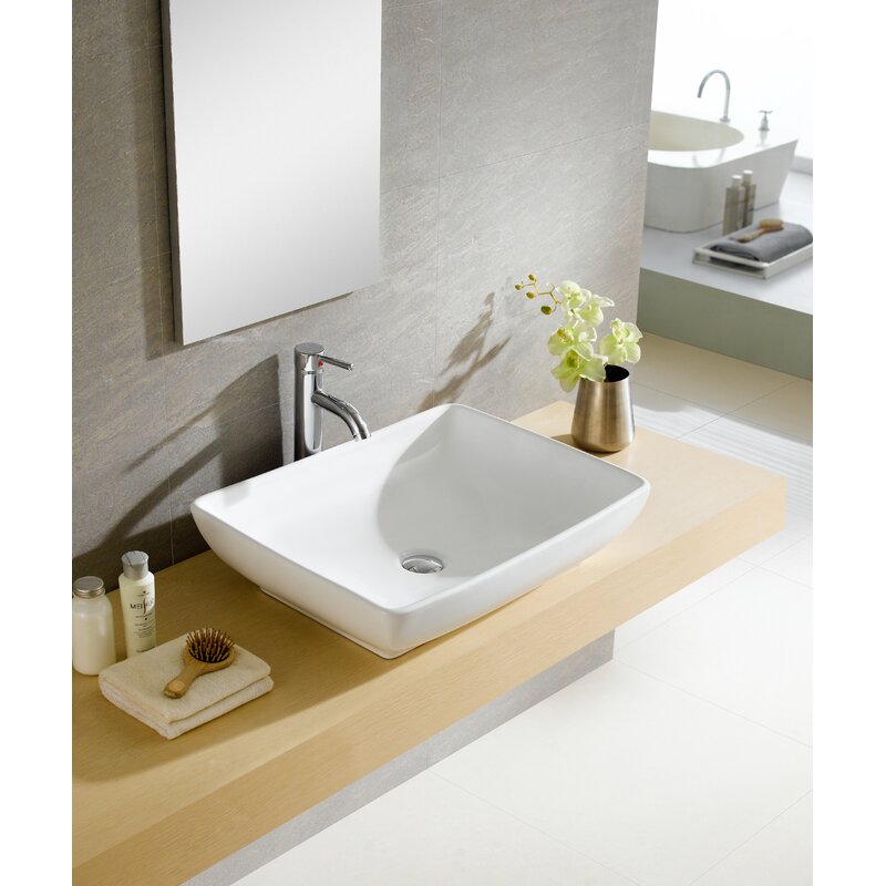 Fine Fixtures Modern White Ceramic Rectangular Vessel Bathroom