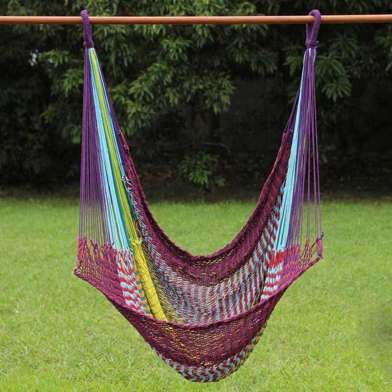 Novica Fair Trade Comfortable Multicolored Hand Woven Thai Cotton Novica Fair Trade Comfortable Multicolored Hand Woven Thai Cotton Indoor And Outdoor Swinging Hammock Chair Wayfair