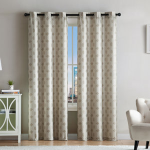 Audric Geometric Room Darkening Grommet Curtain Panels (Set of 2)