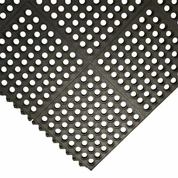 Dura Chef Commercial Interlock Anti Fatigue 36 X 36 Garage Flooring Drain Tiles In Black